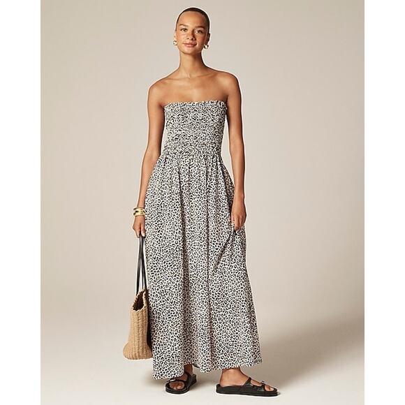 J. Crew Dresses & Skirts - J. Crew Women's Smocked Maxi Dress In Leopard Print For Natural Size Large NWT